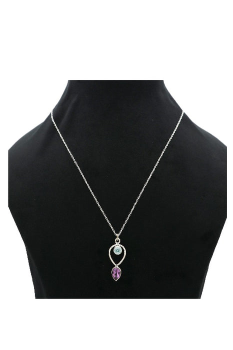 Silver necklace with apatite and amethyst pendant