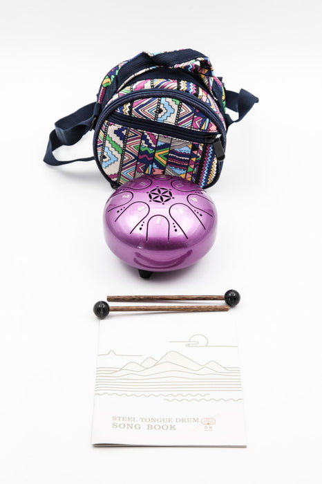 Tongue drum 8 tongues purple flower of life