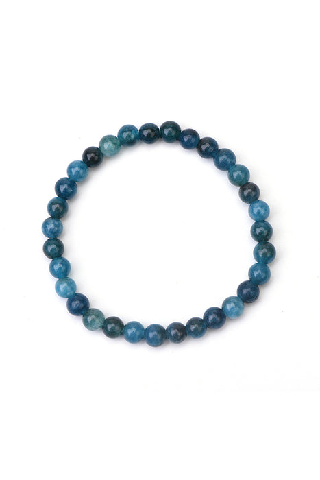 Bracelet 6mm blue apatite 18.5 cm