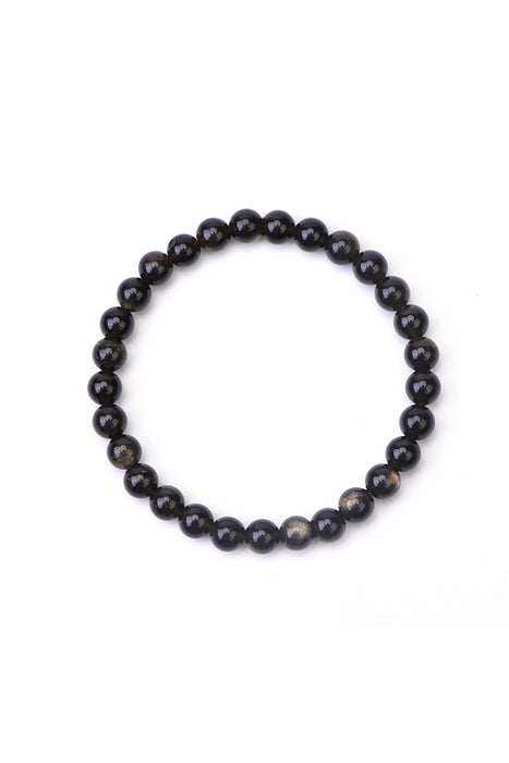 Bracelet 6mm gold obsidian 18.5 cm