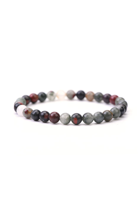 Bracelet 6mm bloodstone 18.5 cm