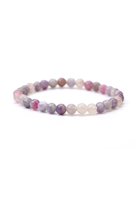 Bracelet 6mm tourmaline rose 18,5 cm