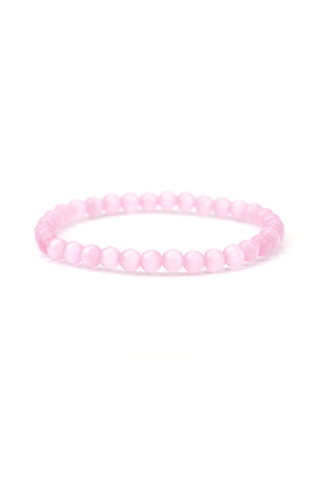 Bracelet 6mm oeil de chat rose 18,5 cm