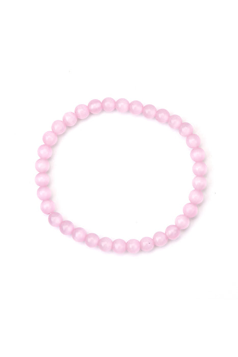 Bracelet 6mm oeil de chat rose 18,5 cm