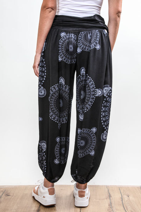Haremshose Viskose Mandala schwarz - One Size