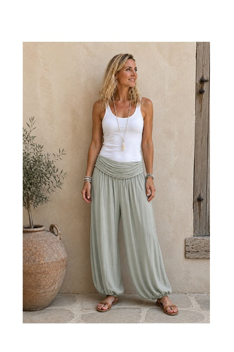 Sarouel viscose kaki - Taille Unique