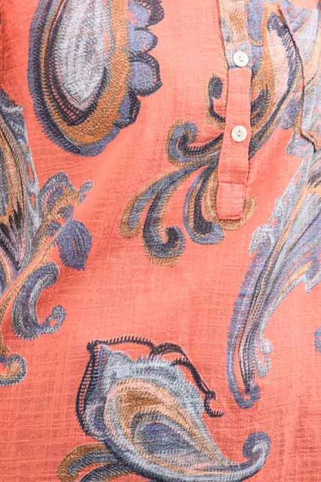 Blouse cotton coral patterned - One Size