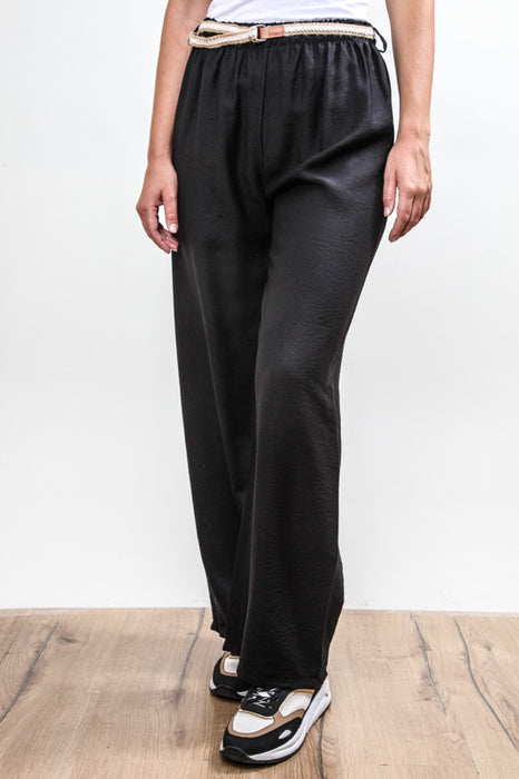 Trousers with belt viscose black - One Size