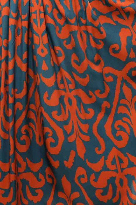 Jupe viscose rouille motif pétrole - Taille Unique