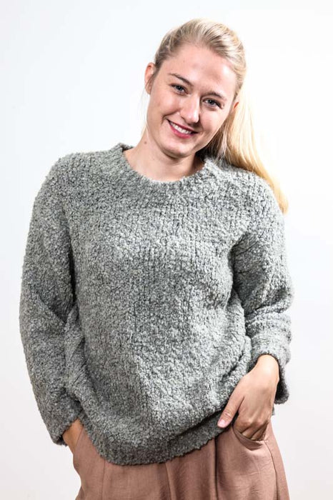 Knitted sweater khaki - One Size