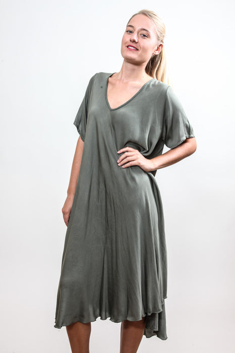 Kleid Viskose lang khaki - One Size