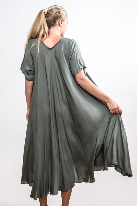 Kleid Viskose lang khaki - One Size