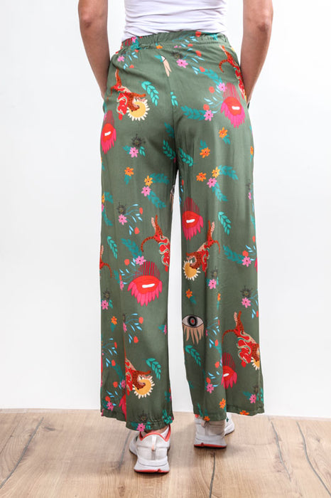 Pantalon viscose à motifs kaki - taille unique