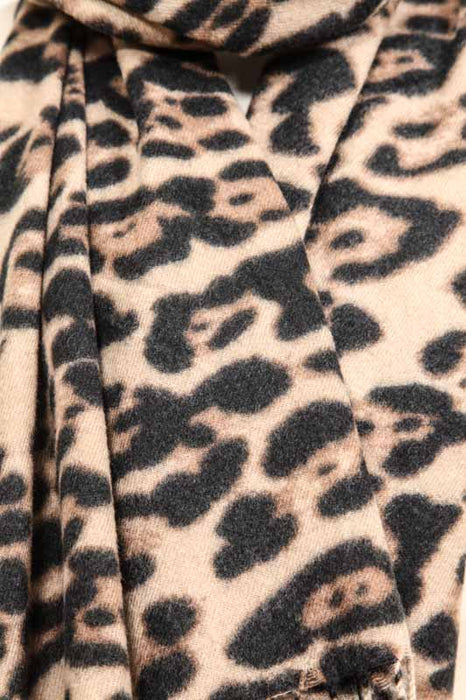 Scarf wool/viscose animal print brown 70 x 180 cm