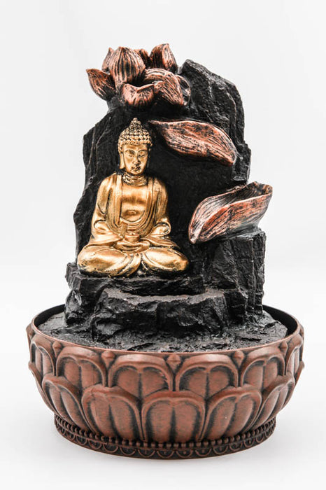 Fontaine à eau Bouddha avec fleur de lotus 19,5 x 19,5 x 27 cm