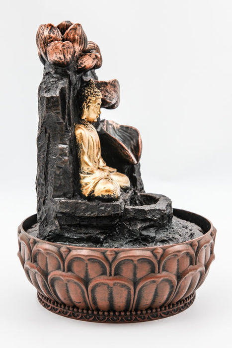 Fontaine à eau Bouddha avec fleur de lotus 19,5 x 19,5 x 27 cm