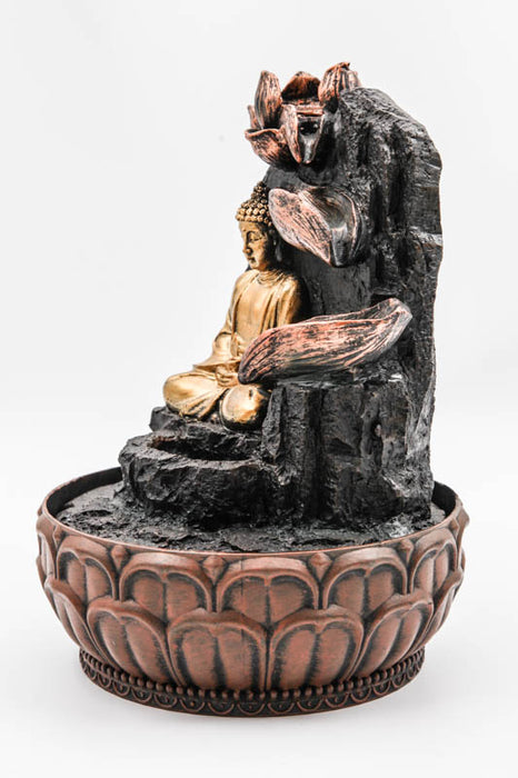 Fontaine à eau Bouddha avec fleur de lotus 19,5 x 19,5 x 27 cm