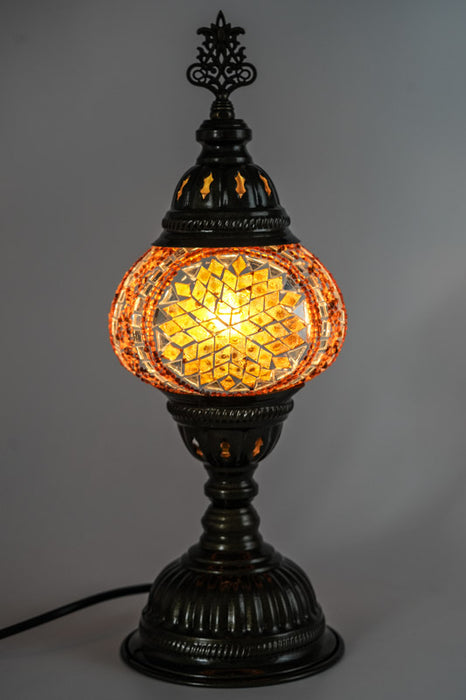Lampe mosaïque ambre 13 x 13 x 30 cm