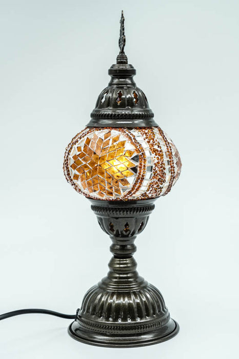 Lampe mosaïque ambre 13 x 13 x 30 cm