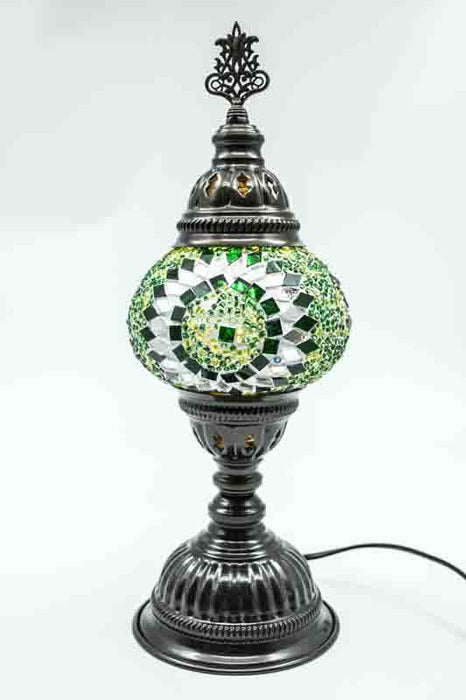 Lampe en mosaïque turque verte 13 x 13 x 30 cm