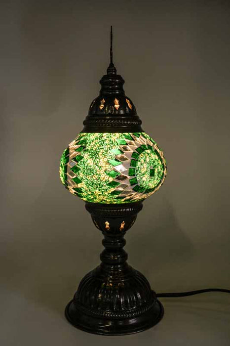 Lampe en mosaïque turque verte 13 x 13 x 30 cm