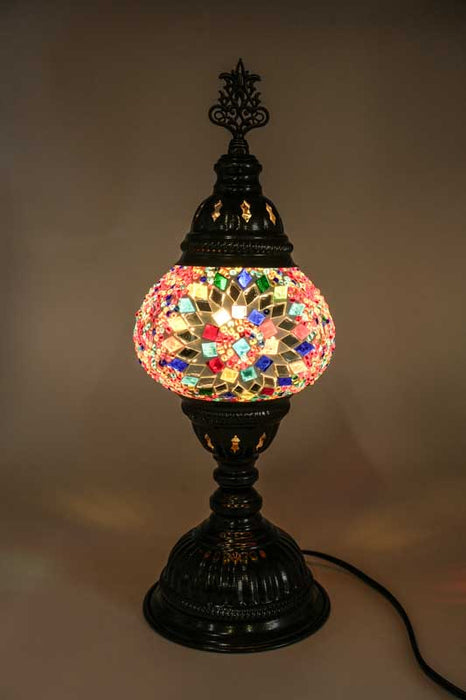 Lampe en mosaïque turque multicolore 13 x 13 x 30 cm