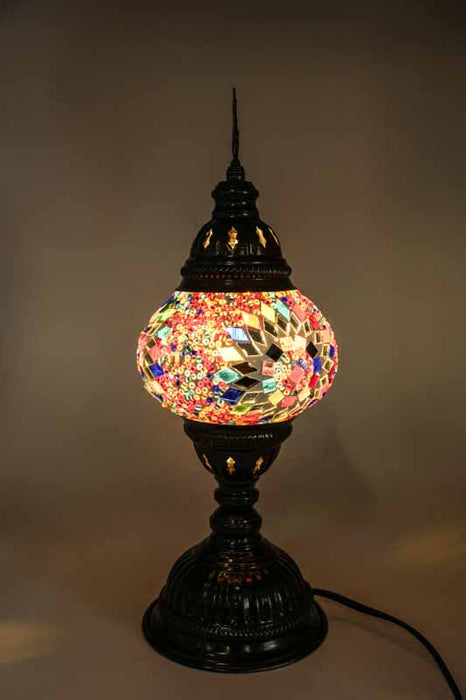 Lampe en mosaïque turque multicolore 13 x 13 x 30 cm