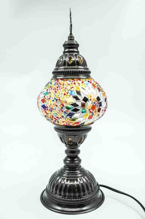 Lampe en mosaïque turque multicolore 13 x 13 x 30 cm
