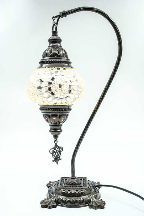 Lampe en mosaïque turque suspendue blanche 22 x 22 x 44 cm