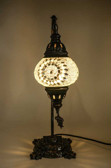 Lampe en mosaïque turque suspendue blanche 22 x 22 x 44 cm