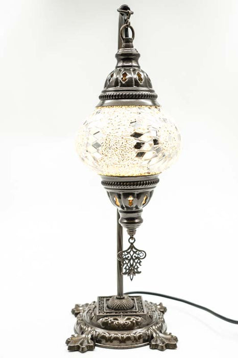 Lampe en mosaïque turque suspendue blanche 22 x 22 x 44 cm