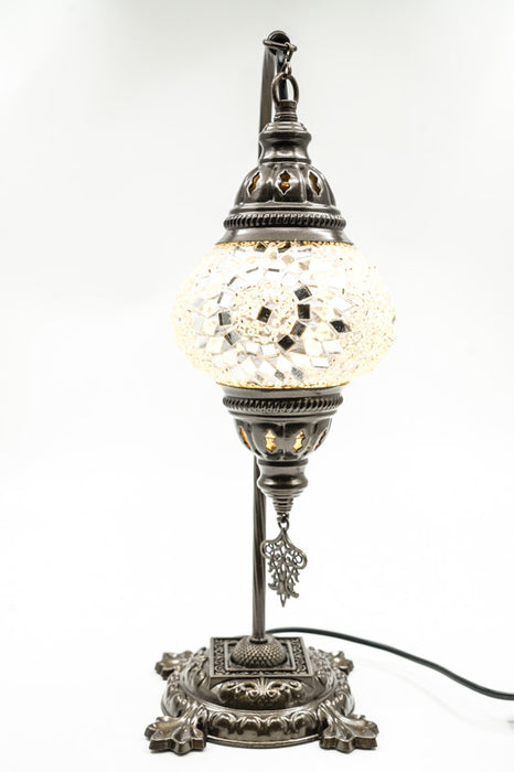 Lampe en mosaïque turque suspendue blanche 22 x 22 x 44 cm