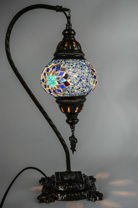 Lampe mosaïque bleue 22 x 22 x 44 cm