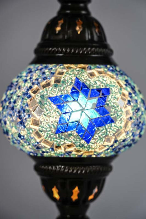 Mosaic lamp blue 22 x 22 x 44 cm