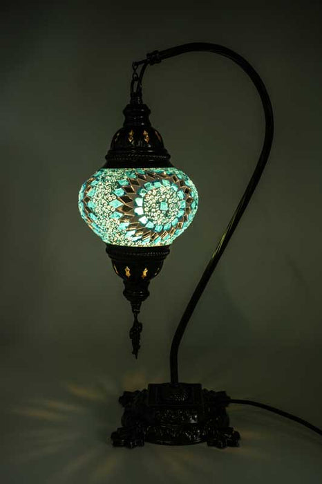 Lampe en mosaïque turque suspendue bleue 22 x 22 x 44 cm