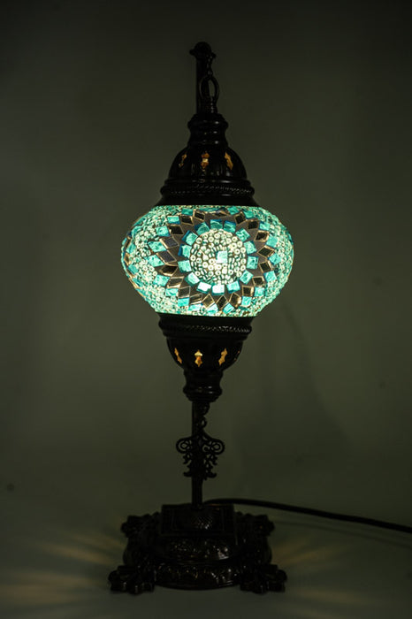 Lampe en mosaïque turque suspendue bleue 22 x 22 x 44 cm