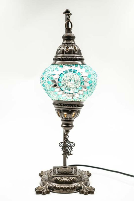 Lampe en mosaïque turque suspendue bleue 22 x 22 x 44 cm