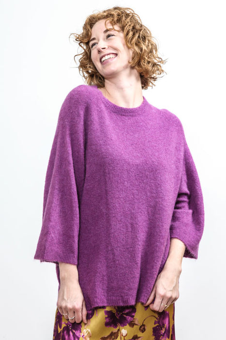 Knitted sweater 30% alpaca purple - One Size