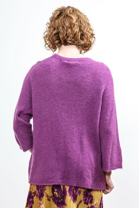 Knitted sweater 30% alpaca purple - One Size