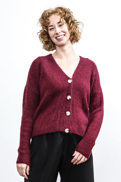 Cardigan 30% alpaga rouge feu - taille unique