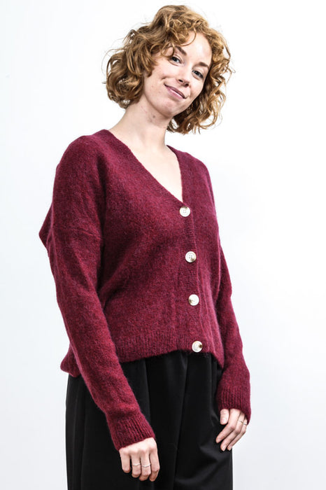 Cardigan 30% alpaga rouge feu - taille unique