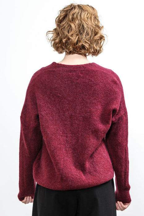 Cardigan 30% alpaga rouge feu - taille unique