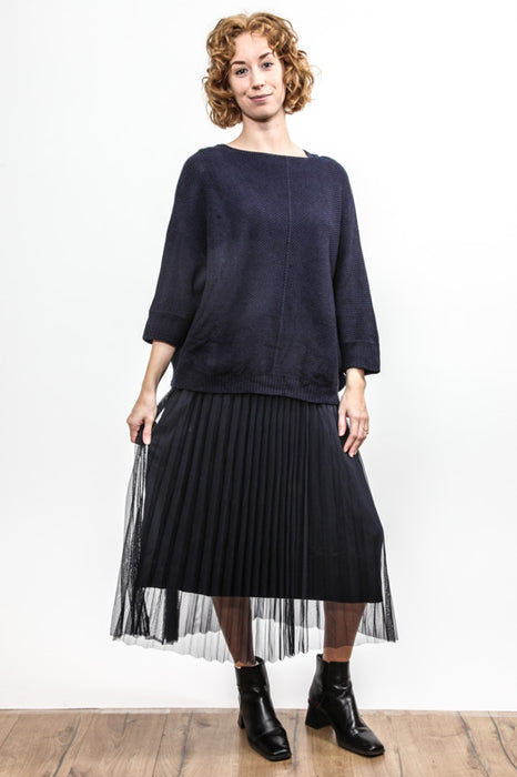 Sweater with pleated dress navy - One Size