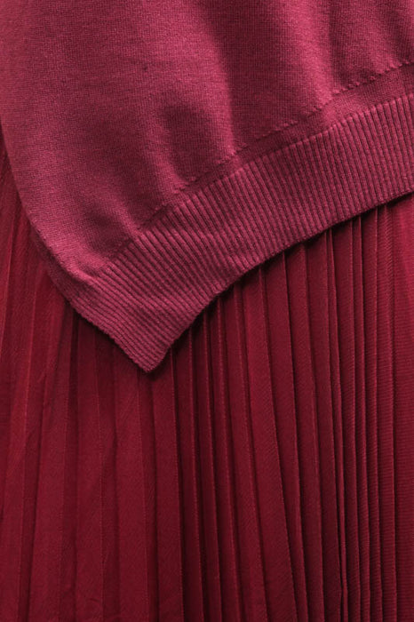 Sweater with pleated dress burgundy - One Size