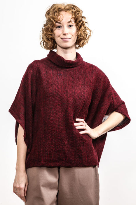 Sweater batwing sleeves burgundy - One Size