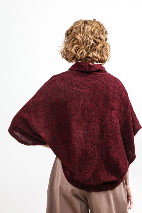 Sweater batwing sleeves burgundy - One Size