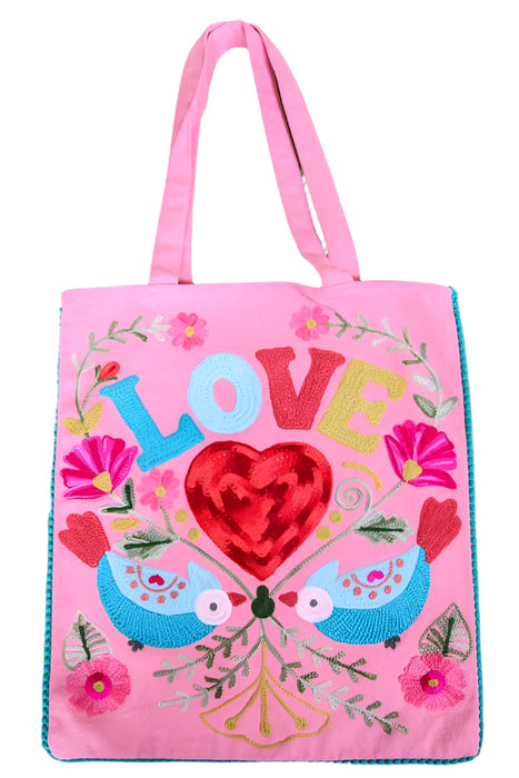 Shopping Bag Baumwolle LOVE bestickt 35x40 cm