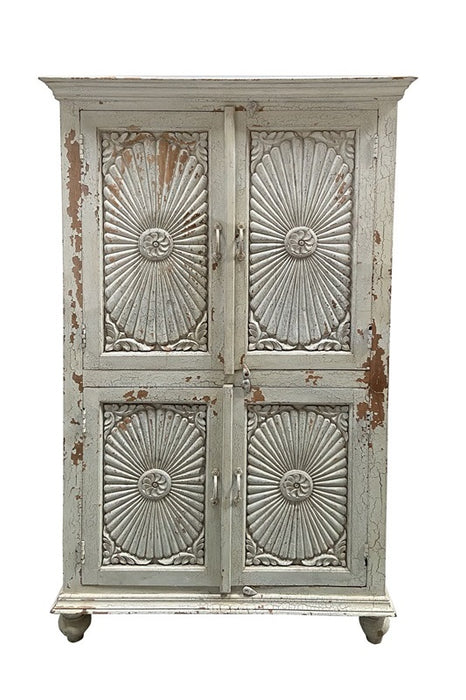 Almirah Mango Wood Cabinet with 4 Doors 96 x 42 x 166 cm