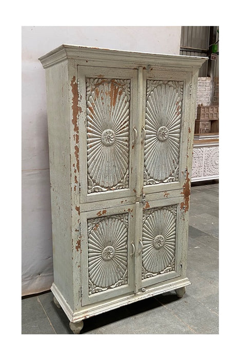 Almirah Mango Wood Cabinet with 4 Doors 96 x 42 x 166 cm