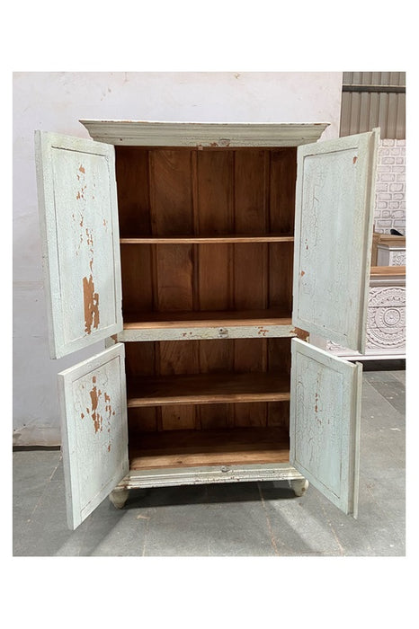 Almirah Mango Wood Cabinet with 4 Doors 96 x 42 x 166 cm